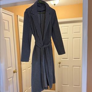 Classic Black and White Checkered Trench Coat